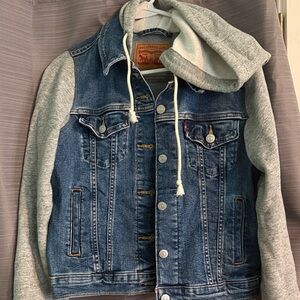 Levi's Denim Jacket with Gray Hoodie Sleeves